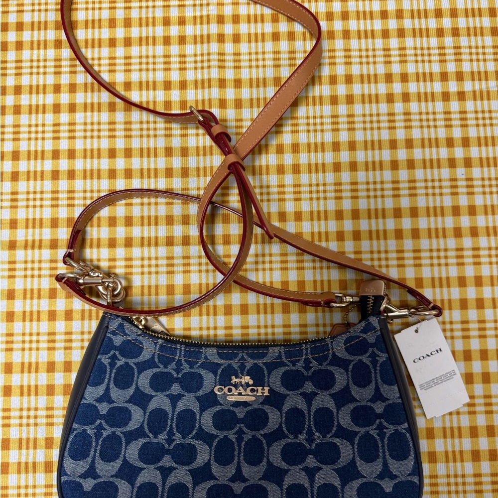 Coach Navy and Tan Crossbody Bag